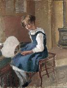 Camille Pissarro Jeanne Holding a Fan, oil on canvas painting by Camille Pissarro oil